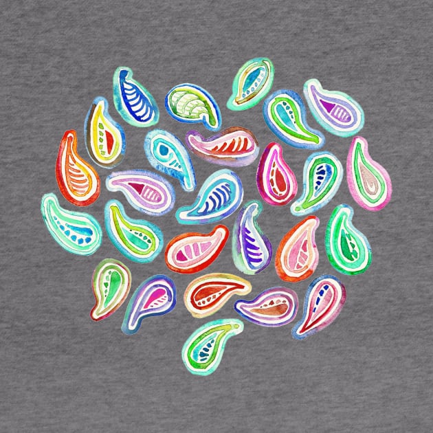 Simple Hand Painted Watercolor Paisley Pattern by micklyn